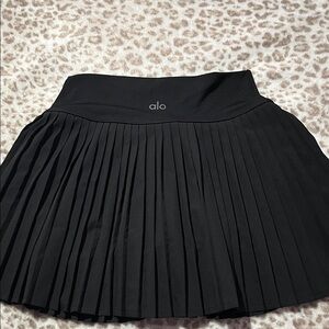 ALO Yoga Black Pleated Skater Skirt